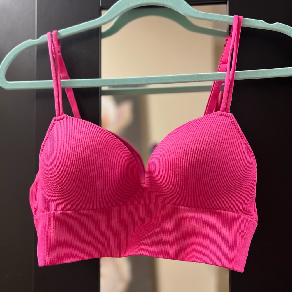 Hot Pink Ribbed Bralette